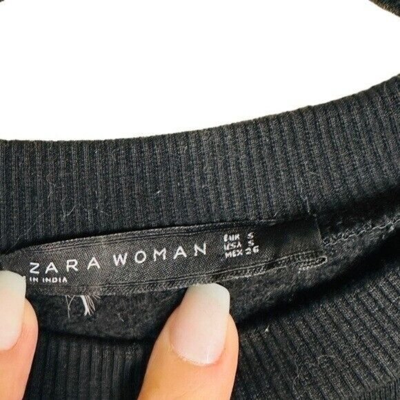 Zara Black Floral Embroidered Sweatshirt Women’s Size Small Bloggers Favorite. - Picture 8 of 9